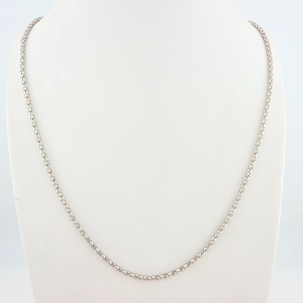 Vintage BETSEY JOHNSON Necklace Popcorn Chain Engraved Heart Silver Plate 30"